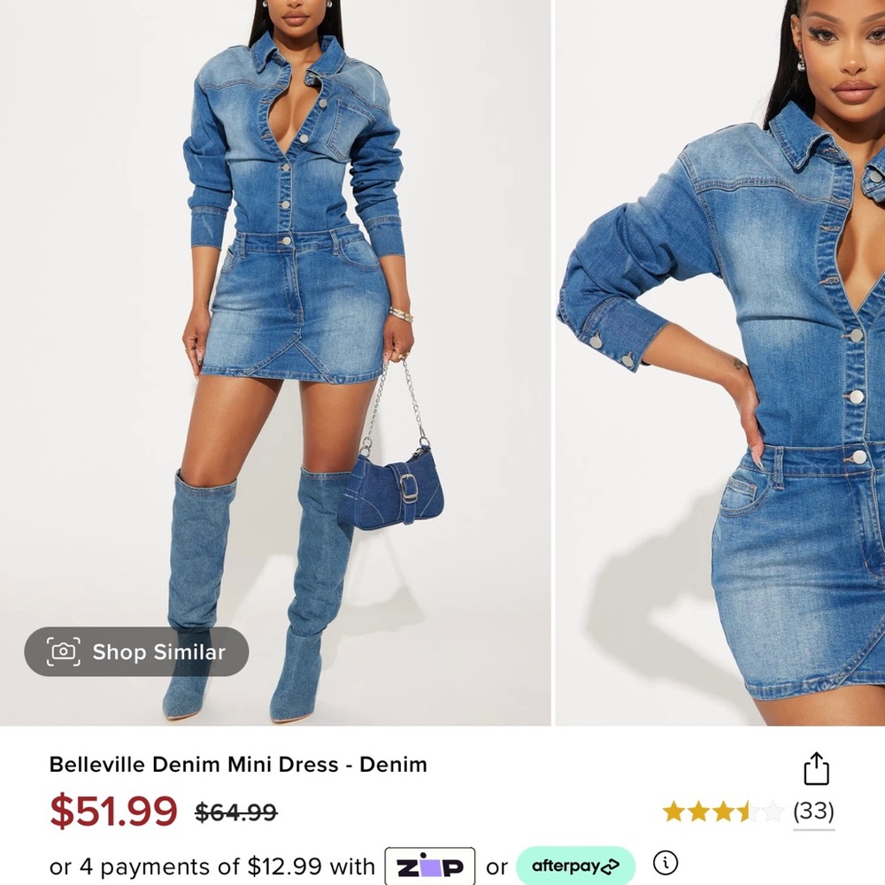 Fashionnova denim mini dress (brand new) tags attached.